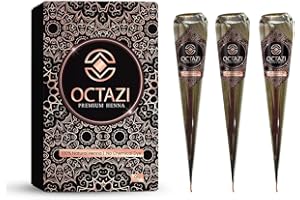 ELITES LONDON OCTAZI Henna Cones Brown Indian Mehendi Cones For Temporary Body Art Tattoo Mehindi All Natural Organic Herbal Pure Mehndi Henna Paste Cone For Festival, No Chemicals, No Dyes, Ready To Use (3 Cones)