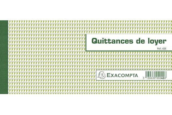 EXACOMPTA carnet de 50 feuilles de Quittance de loyer 101x165mm