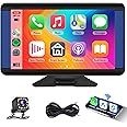 Rimoody Wireless Carplay Portable Car Stereo Wireless Android Auto,7 Inch Touch Screen Carplay Screen Bluetooth/Mirror Link/Navigation/Voice Control/TF Card/AUX Cable, Backup Camera