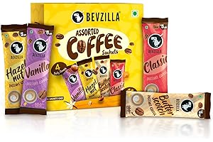 Bevzilla 48 Instant Coffee Powder Sachets (48 X2 Gram Sachets)| Turkish Hazelnut, Colombian Gold, French Vanilla & English Bu