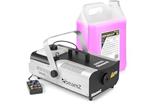 BeamZ S1500 Máquina de Humo con Líquido 1500 W, Máquina de Niebla incl. 5 Litros de Líquido de Humo, Control Remoto con Cable para Fiestas, Máquina de Humo para DJs, Fiestas en Casa, Bodas, Eventos.