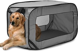 GHSHANOG Dog Travel Crate,Portable Foldable Pop Up Dog Crate with Storage Bag for Indoor Outdoor,93x52x52cm Travel Pet Seat Kennel Portable Puppy Playing Tent Cage for Small Medium Dogs Cat