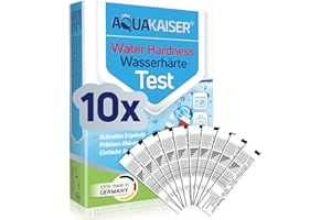 Aquakaiser Bandelettes de Test de dureté de l'eau °fH - 10 pièces - Eau Potable, étang, Piscine, Aquarium - emballé Individuellement - dureté Totale