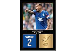 Icons Wall Art – James Tavernier Glasgow Rangers A4 Printed Photo Display – Digitally Reproduced Signature – Football/Soccer Fan Gift – Unframed Rangers Memorabilia Poster