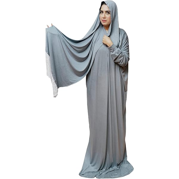 FPOVFPO Women's Solid Abaya Prayer Dress | Long Islamic Maxi Kaftan With Hood For Ramadan & Prayer - View #7