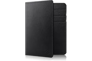 FINTIE Etui na rejestracyjny dowód – 2 miejsca na dowody, 5 miejsc na karty ze sztucznej skóry, etui na dowód osobisty/karty, czarny, 13 cm x 10 cm x 1 cm