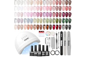 Vishine UV LED Nail Lamp Gel Nail Polish Set with 32 Colors & 4 Bottles of Base and Glossy Matte Top Coat Soak off Gel Nail Set Suitable for All Seasons Gifts
