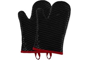 Micacorn Ofenhandschuhe, Hitzebeständige Topfhandschuhe, Silikon Ofenhandschuhe Baumwoll Frottee Futter mit Köper Silikon Anti-Rutsch Design, Geeignet für Kochen, Backen, Grillen