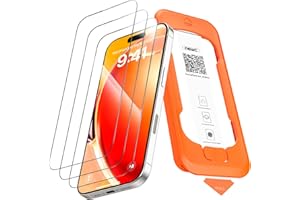 NEW'C 3 Sztuki, Pełny Pokrycie Ochraniacz Ekranu dla iPhone 17, 17 Pro, iPhone 16 Pro (6,3″) [Automatyczna Instalacja], Czarna Krawędź, Folia ochronna ze szkła hartowanego, odporność na zarysowania