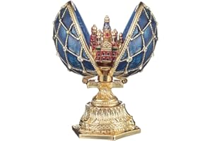 Danila-Souvenirs Huevo al Estilo Fabergé con Iglesia del Salvador sobre la Sangre 6,5 cm Azul