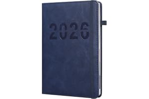 QINYOULHAUSE Kalendarz 2026-2027 Tygodniowy – Kalendarz Książkowy – Planner Szefa 2026 – Terminarz 2026 – Miękka okładka z ekoskóry – Format zbliżony do A5 (niebieski)