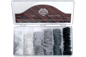 GEWA Fire Stone Plettro, Plectrum/Pick Nylon, Forma 351, Superfice "Relief", 0.73 mm, Grigio, 12 Pezzi