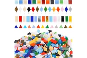 Lyellfe 800g Mosaic Tiles, Mosaic Glass Pieces Bulk in 4 Styles, Mixed Color Stained Glass Pieces for Home Decoration, DIY Crafts, Picture Frames, Premium Quality