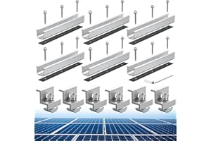 Anbte Kit di 6 Supporto per Pannello Solare 30mm/35mm Universali Pannelli Solari Z-Staffa Set di Moduli Guida Solare Pannelli Fotovoltaici in Alluminio,Altezza Profilo 25mm