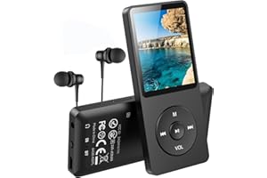 AGPTEK 64GB Classic MP3 Player, 70 Hours Battery Life Portable HiFi Music Player with Headphones, FM Radio, Recording, Lossless Music Playback up to 128G, Black