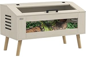 PawHut 140L Reptile Vivarium Terrarium with Tempered Glass Windows, Openable Top for Snake Lizards, Horned Frogs, Chameleons, Hamsters, Gerbils, 100 x 50 x 60cm