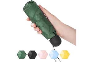 Chakipee Mini Paraguas plegable para el sol Pequeño Viaje 6 Varillas con Puesto de Paraguas y 260T Revestimiento - de Secado Rápido y Resistente a los Rayos UV