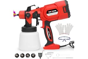 Pistola per Verniciare, Shulltji 850W Pistola a Spruzzo per Verniciare, Pistola Vernice a Spruzzo con 4 Ugelli e 3 Modalità, 1400ML Pistole Elettrica per Verniciare per Muri, Mobili, Recinzioni