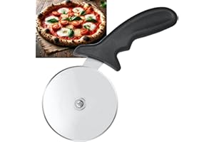 MAQETARA PRODUCTS Pizzaschneider extra scharf – Profi Pizzarad 10 cm aus Edelstahl mit ergonomischem Anti-Rutsch Griff & Fingerschutz – Perfekt für Pizza, Teig & Gebäck (1)