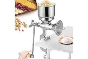 Moongiantgo Macina Cereali Manuale Acciaio Inossidabile, Finezza di Macinatura Regolabile, Design a Manovella & Eorsetto da Tavolo, φ105mm Tramoggia Grande, Per Noci, Caffè, Semi, Mais, Spezie e Altro