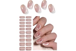 WAHRSHEI Unghie Gel Adesive UV, Occhio di Gatto 20 PCS Smalto Adesivo per unghie, Strisce di Smalto Gel per Unghie