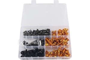 JENNGAOO Kit de Pernos Carenado Motocicleta 198Pcs, Tornillos Sujetadores Universales con Arandelas y Tuercas, Juego Montaje Carrocería Parabrisas Clips para Plástico Guardabarros Motor Asiento