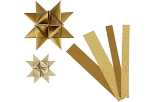 VIVI GADE DESIGN Papiersternstreifen B: 15+25 mm, T: 6,5+11,5 cm, gold, glitzernd und lackiert, 40 Stück, L: 44+86 cm