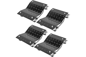 VIVOHOME Wheel Dolly Set of 4 Heavy Duty Steel Vehicle Mover 2720kg Capacity Car Positioning Dolly with Swivel Wheels and Antiskid Surface for Garage Auto Maintenance Black