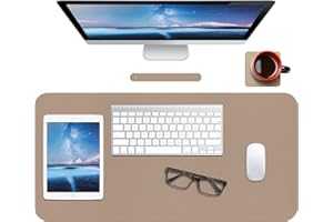 BOUTILON Leder-Schreibtischunterlage,wasserdichte Schreibtischunterlage für Schreibtisch, Schreibtischunterlage für Tastatur und Maus, Leder-Mauspad-Schutz für Büro und Zuhause, 76 * 36.5cm(M Beige)