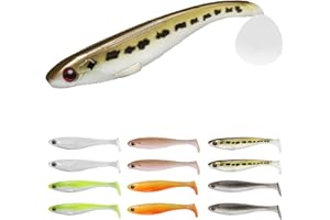 TRUSCEND Leurres de Pêche pour Bass Trout Crappie Multi-Purpose Paddle Tail Swimbaits Appâts de Pêche en Plastique Souple pour Eau Douce et Eau Salée Bass Walleye Lure Cadeaux de Pêche pour Hommes