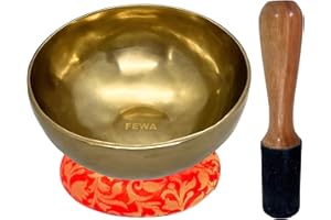 FEWA Tibetan Singing Bowl Set 20 CM- 100% Hand Hammered Himalayan Sound Bowl with Cushion & Mallet- Yoga, Meditation Gong Bowl for Healing, Chakra & Relaxation- Special Bronze Alloy JAM Singing Bowls
