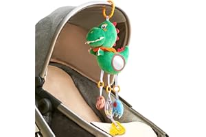 TUMAMA Baby 0,3,6,9,12 Months Sensory Toys,Animal Hanging Soft Rattle Toys,Baby Pram Toys Birthday Gifts for Baby Newborn(Tyrannosaurus Rex)