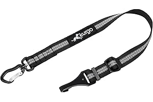 Kurgo Swivel Tether mit ISOFIX-Direktverbindung, Auto-Sicherheitsgurt für Hunde, Verstellbare Länge von 38-56 cm, Grau/Schwarz