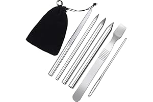 LYHURK 6 Pezzi Set Cuciture Paracord 6 Misure Paracord FID Aghi per Cucitura Allacciatura Paracord Strumento Lisciante Ago per Lavorazione della Pelle Allacciatura per Paracord, Argenteo