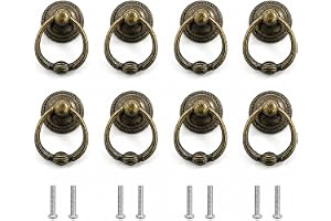 Lxoraziy 8-delad retro ring lådknoppar, vintage lådhandtag, antik stil möbler draghandtag med skruvar, för kök, skåp, byrå