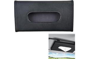 TUKNN Porte-Mouchoirs De Voiture,Pare-Soleil de Voiture de Mouchoirs,Porte Serviettes Pare Soleil,BoîTe de Mouchoirs pour Pare-Soleil de Voiture,Porte-étui à Mouchoirs,Soleil Mouchoir Clip en Cuir,Noir