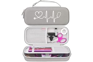 BOVKE Custodia rigida per stetoscopio 3M Littmann Classic III, Lightweight II S.E, Cardiology IV Diagnostic, MDF Acoustica Deluxe - Spazio extra per martello percussivo Taylor penne luminose, Grigio