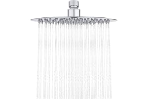 Ibergrif M20293, okrągły opryskiwacz prysznicowy (1/2 cala), prysznic ze stali nierdzewnej, srebro, średnica 20 cm