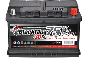 Autobatterie 12V 75Ah 680A BlackMax PKW Batterie ersetzt 65Ah 70Ah 72Ah 74Ah