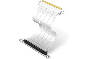 EZDIY-FAB PCIE Gen 4 16x Extreme Flexible,Câble Riser haute vitesse PCI Express 4.0 Port GPU Extension Card-Connecteur à angle droit,Supporte les RTX3090/3090ti/4080/4090 [7.87in/20cm]- Blanc