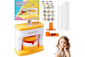 GALOZZOIT 55mm Buttonmaschine Kreisschneider, Pin Maker und 48 Pins + 48 Muster, Button Maschine Anstecker, Stanzer Rund, Ideal Für Werbung, Parties & Sammler, Orange