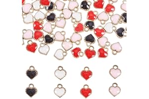 PH PandaHall 80pz 4 Colori Ciondoli Cuore Smaltato in Lega Charms Cuore, Pendenti Smaltati a Forma di Cuore Piccolo per San Valentine Bracciali Collana Gioielli Fai Da Te
