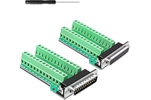 YIMATEECO DB25 Adapter, DB25 to 25Pin Screw Terminal Block, Green, Plastic, 25Poles/Positions, Male/Female Connector