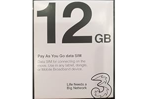 3 ORIGINAL Three Pay As You Go Trio Data SIM Preloaded with 12 GB of Data