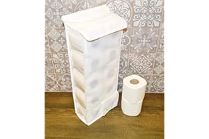 ROLLIE HOLDIES Hanging Toilet Roll Holder Organiser Storage bathroom fabric storage dispenser white made in the UK