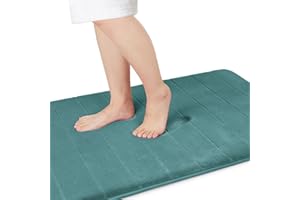 Yimobra Memory Foam Bath Mat Large Size, 92 x 61 cm, Soft and Comfortable, Super Water Absorption, Non-Slip, Thick, Machine Wash, Easier to Dry for Bathroom Floor Rug, Eggshell Blue