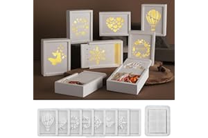 ‎SKEADEX Silikonformen Gießformen Geschenkbox, 9 Stück Silikonform Geldgeschenke Gießformen Silikon Weihnachten Gips Zum Gießen Silikonform Weihnachten Gießform Geschenkbox mit Liebe Schneeflocke