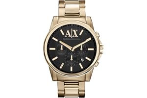 Armani Exchange Reloj Hombre, Movimiento cronógrafo de cuarzo, 45mm Caja de acero con correa de piel, AX2098, Gris