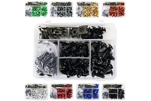 REARACE Universal Fairing Bolt Kits Fit for HONDA CRF-R Series, YAMAHA YZ Series, KAWASAKI NINJA/ZX Series, SUZUKI GSX/DRZ Series, Fixing Sport Bike Screws, Washers Nuts Clips Assortment (Black)