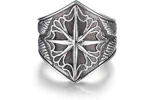 GTHIC Bague étoile Viking Octet en acier inoxydable pour hommes et femmes avec motif de plumes ton argent ton or bijoux de mode taille américaine 7-12